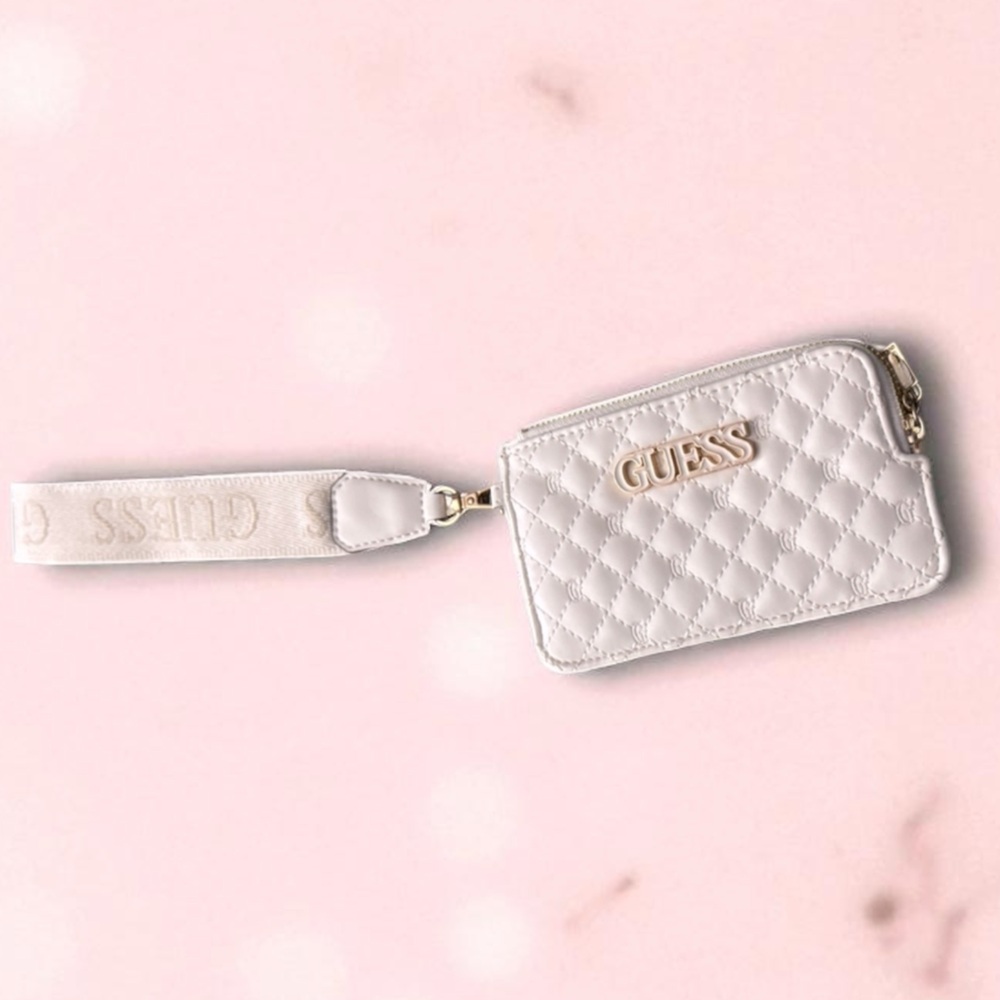 GUESS Ivory Quilted Wristlet